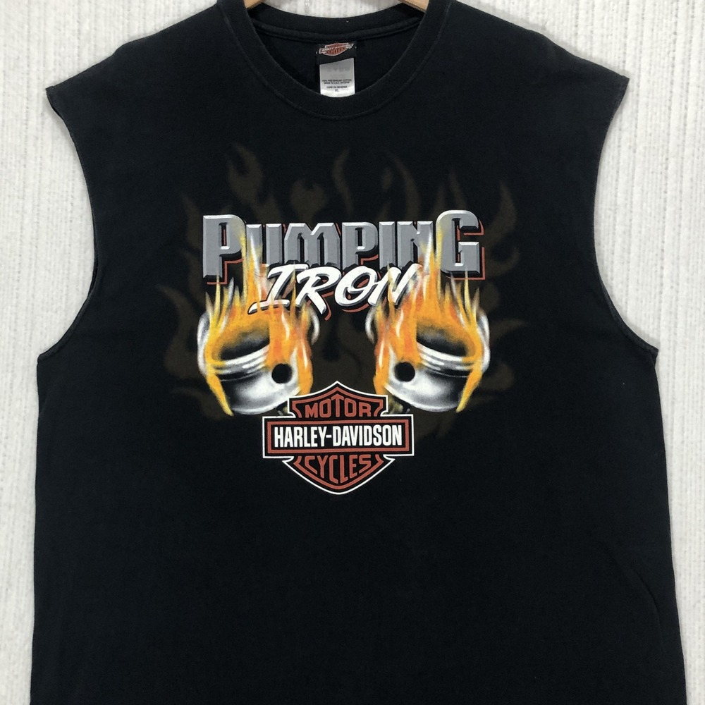 Vintage Harley Davidson Sleeveless T-Shirt XL Pumping Iron Port Charlotte FL USA